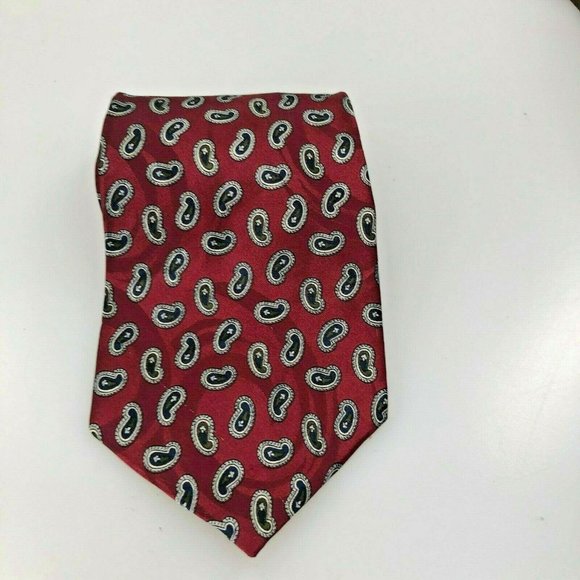 Jonathan Craig Burgundy Black Paisley Tie Silk Men - Picture 3 of 3